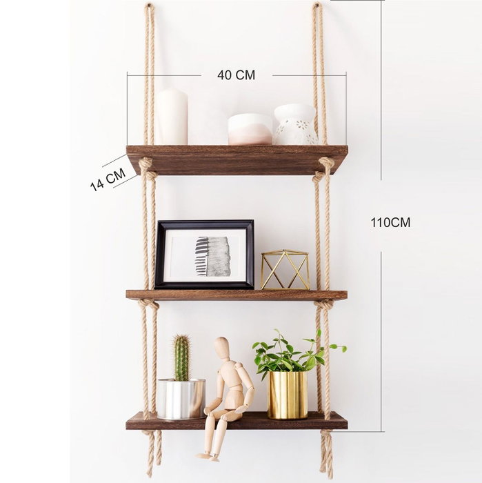Hanah Home Estantería de pared Aa041 v2, madera de abeto, nogal